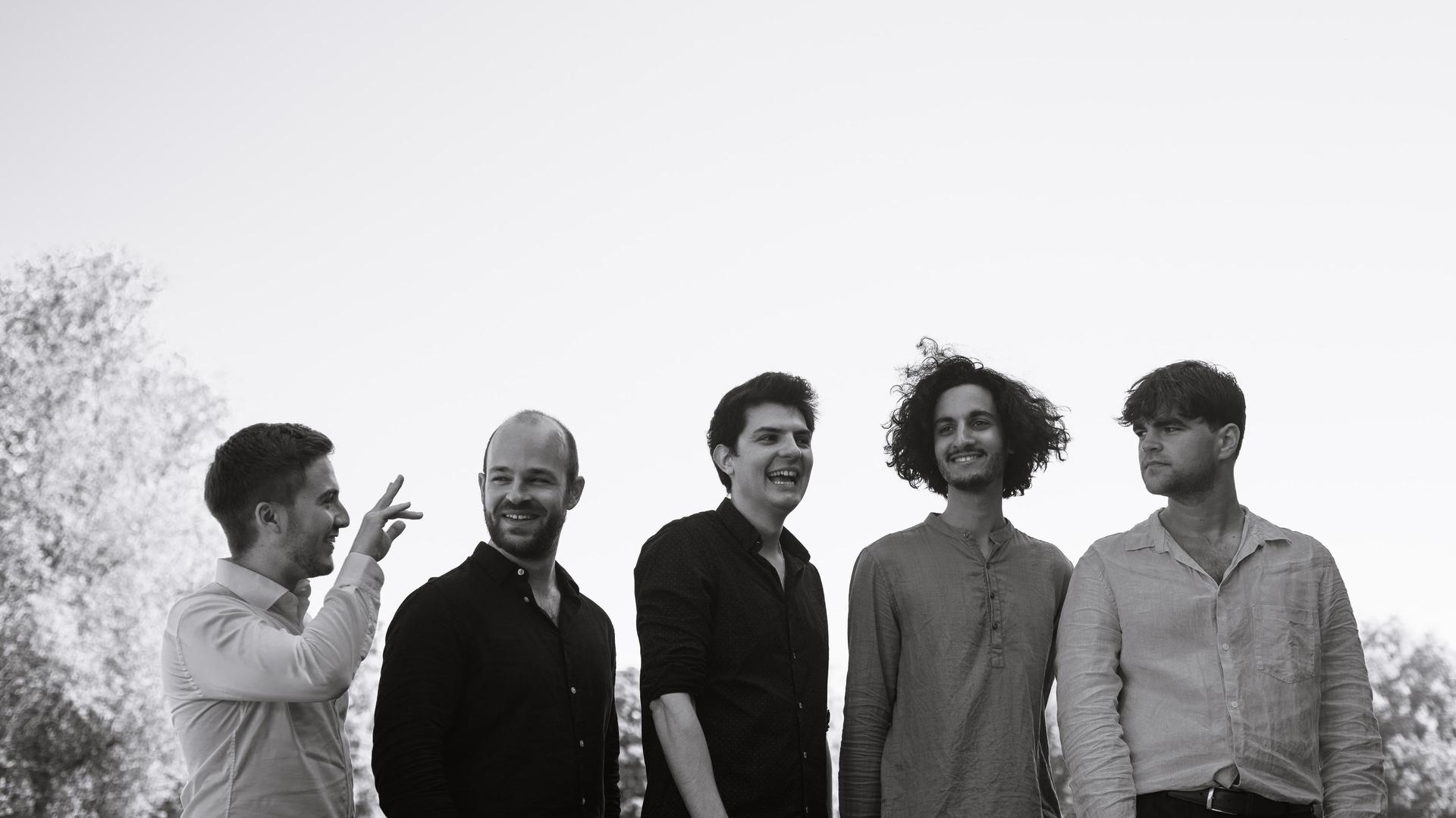 Stoep Jazz: The Dam Jawn , Promotiefoto van The Dam Jawn Kwintet