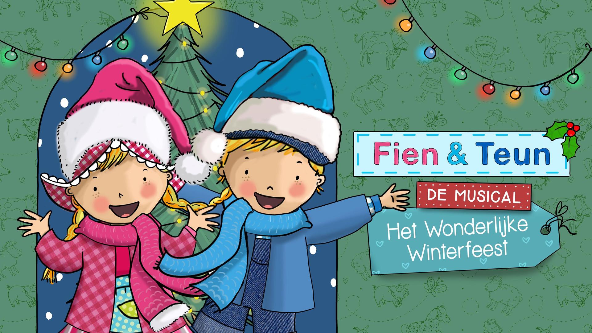 Fien & Teun, Promotiefoto van Fien en Teun de musical in wintersferen met lampjes