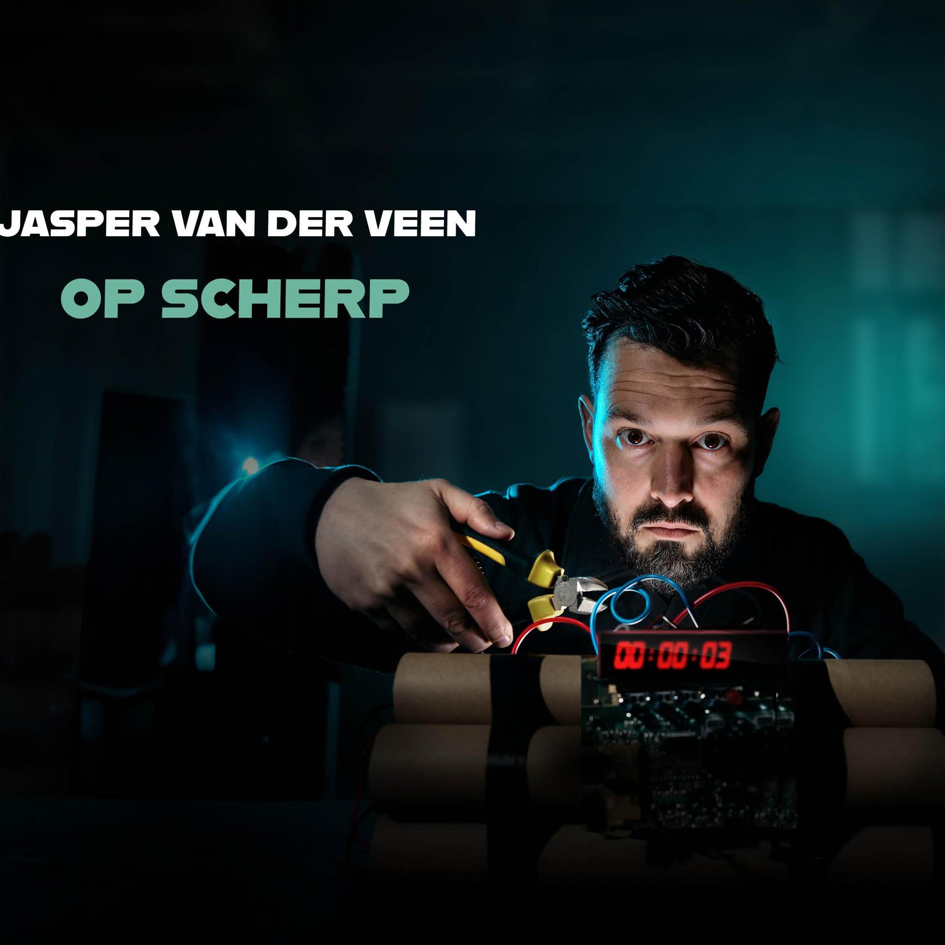 Jasper van der Veen, Promotiefoto van Jasper van der Veen achter een aflopende tijdklok die op 000 staat