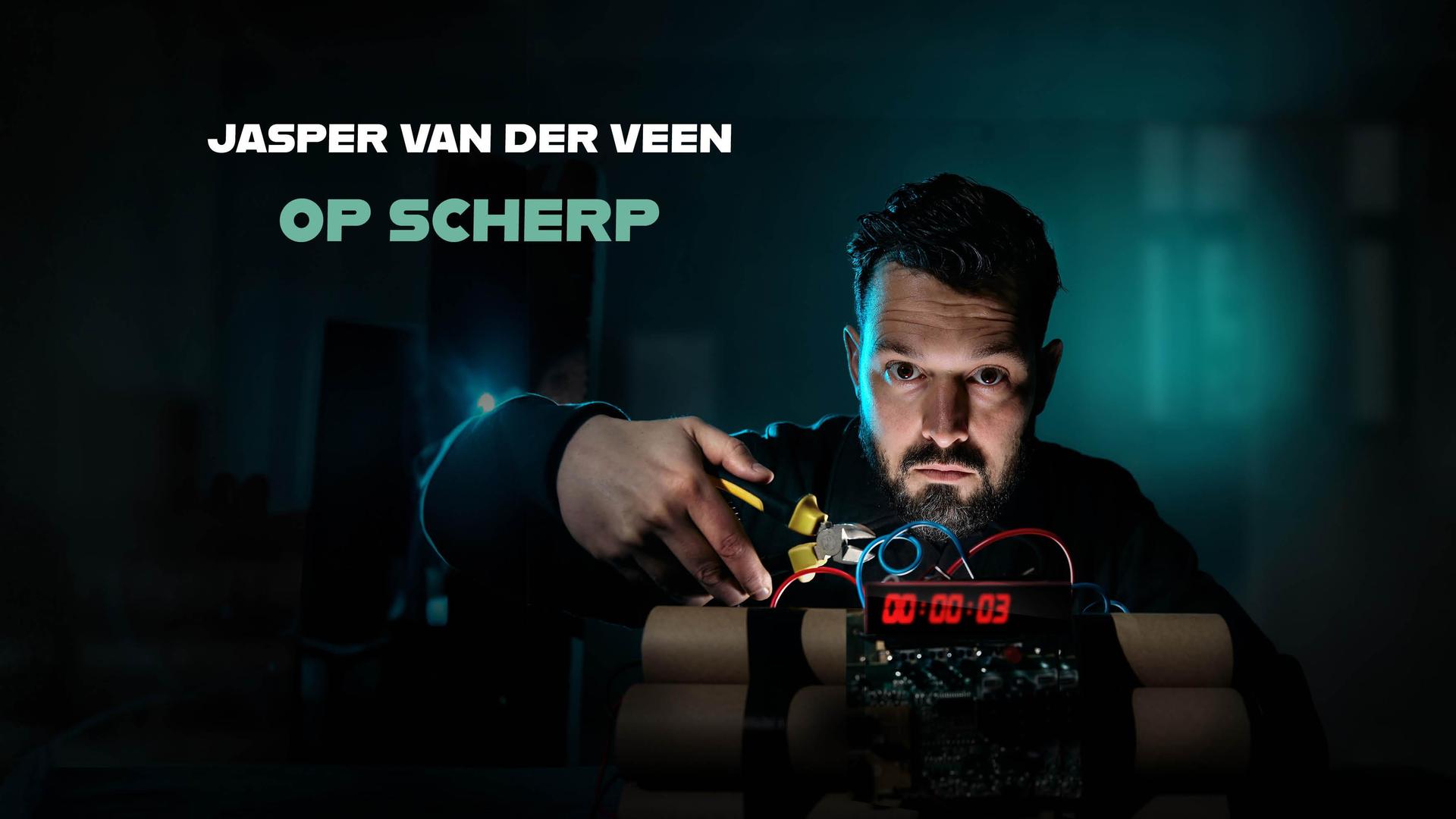 Jasper van der Veen, Promotiefoto van Jasper van der Veen achter een aflopende tijdklok die op 000 staat