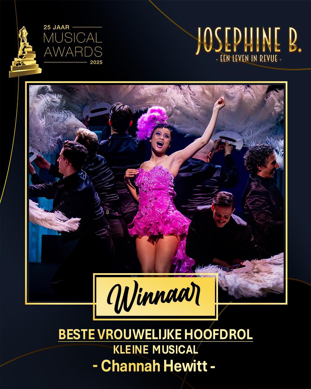 Foto van Josephine B. winnaar Musical Awards Beste vrouwelijke hoofdrol kleine musical