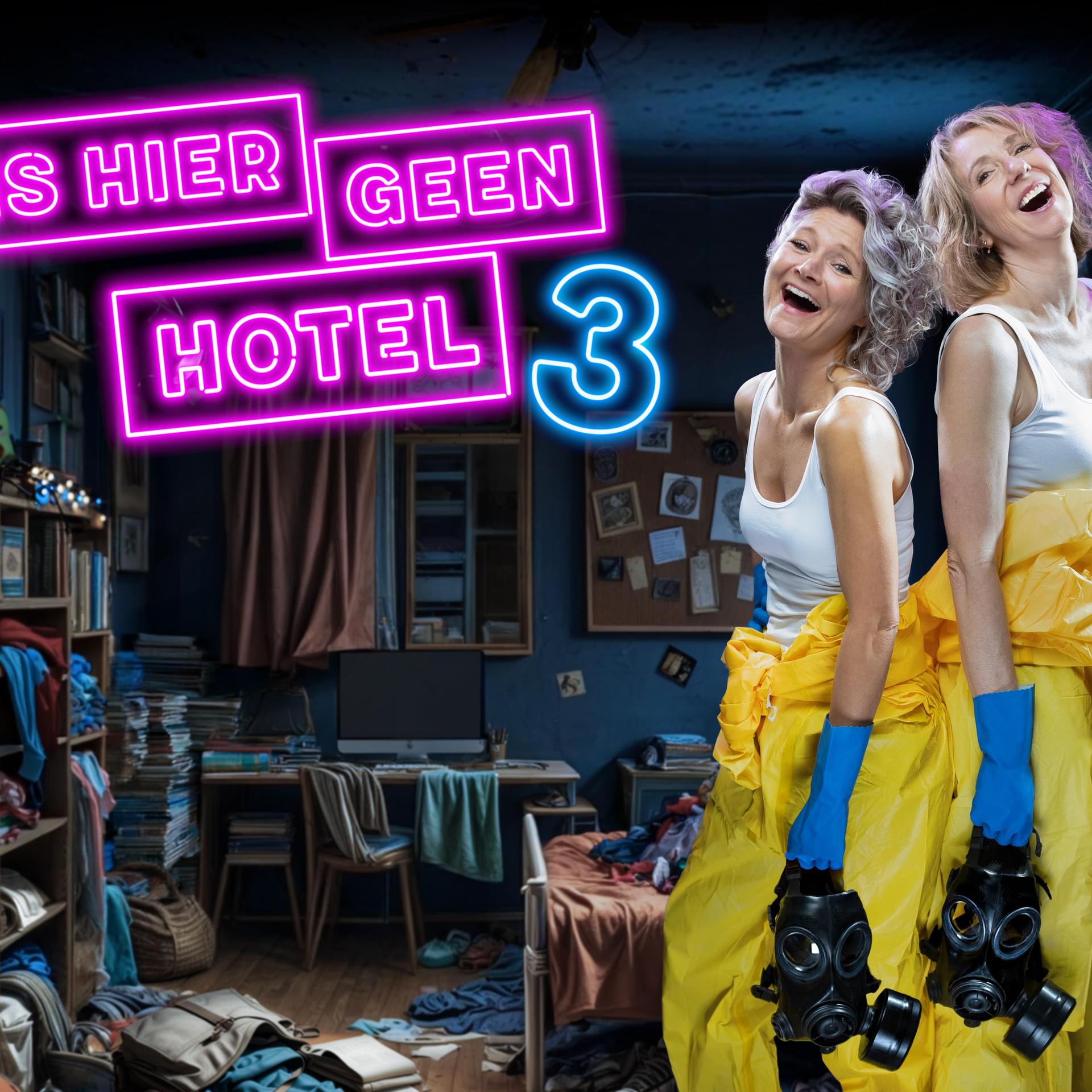 Tis hier geen hotel 3, Promotiefoto Tis hier geen hotel met Hanneke Drenth en Dianne Liesker in rommelkamer