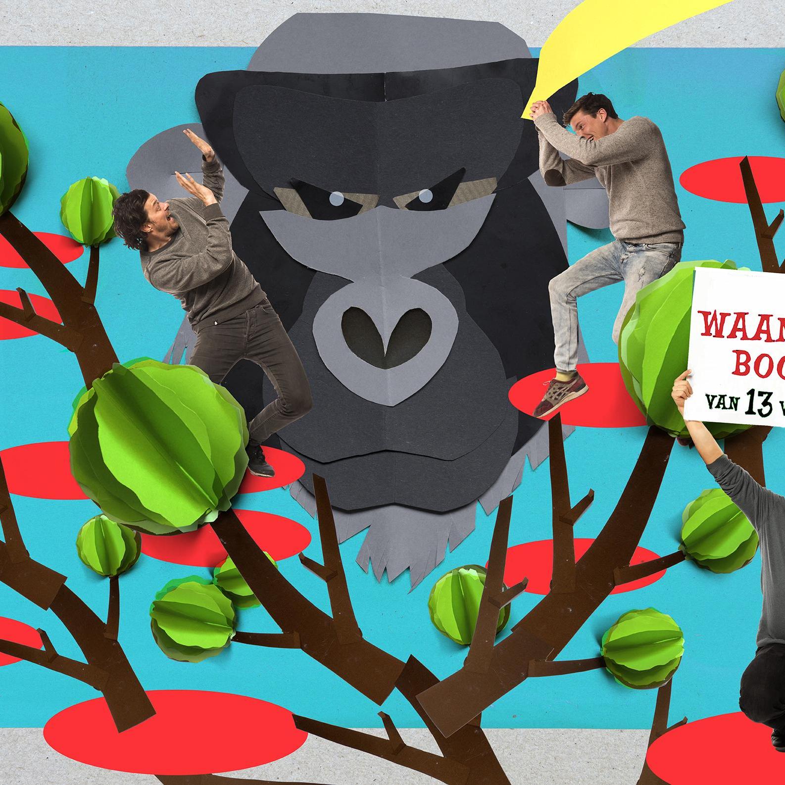 Meneer Monster, Promotiefoto van De Waanzinnige Boomhut van 13 verdiepingen - getekende afbeelding