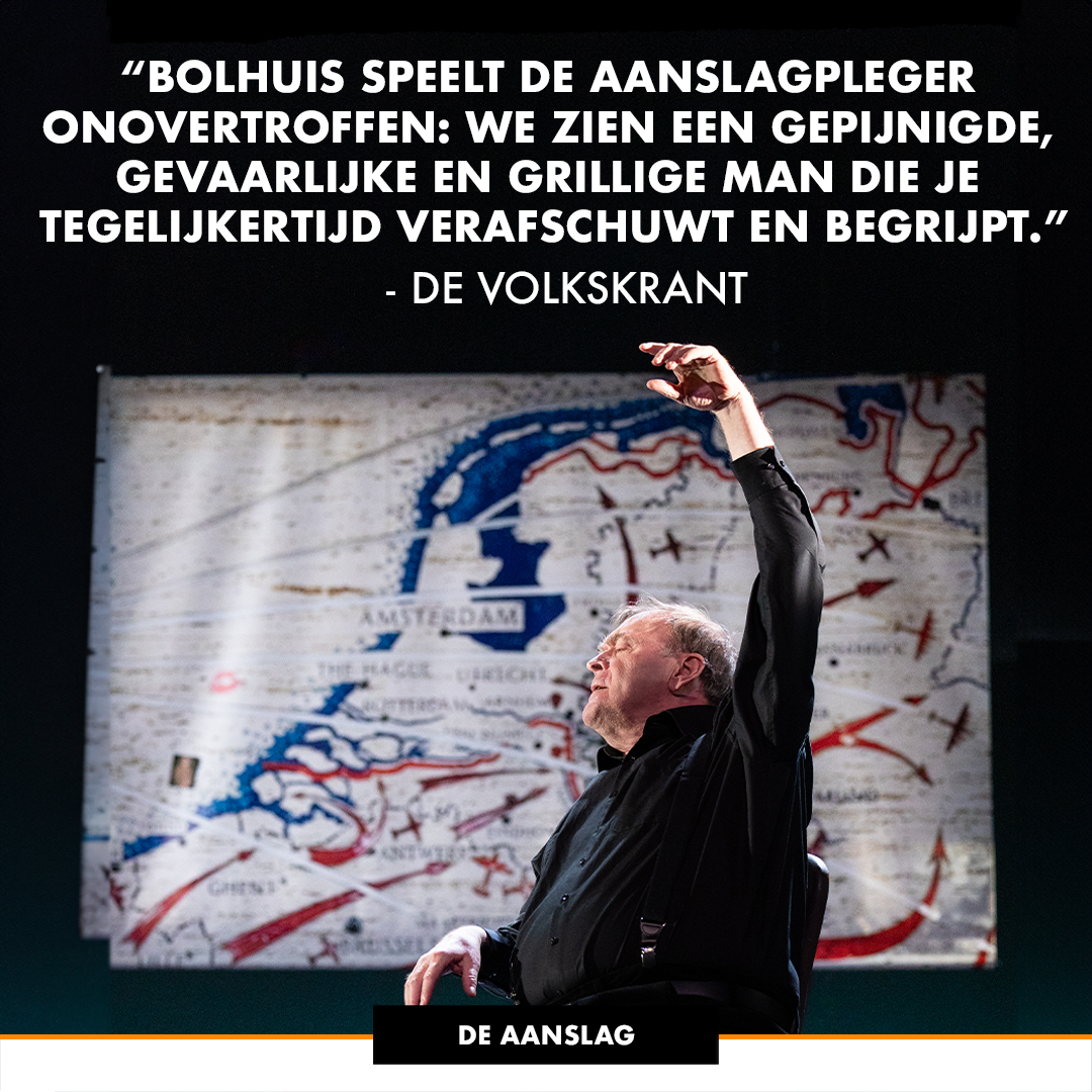 quotefoto bij de Aanslag met een recensiequote op het scènebeeld