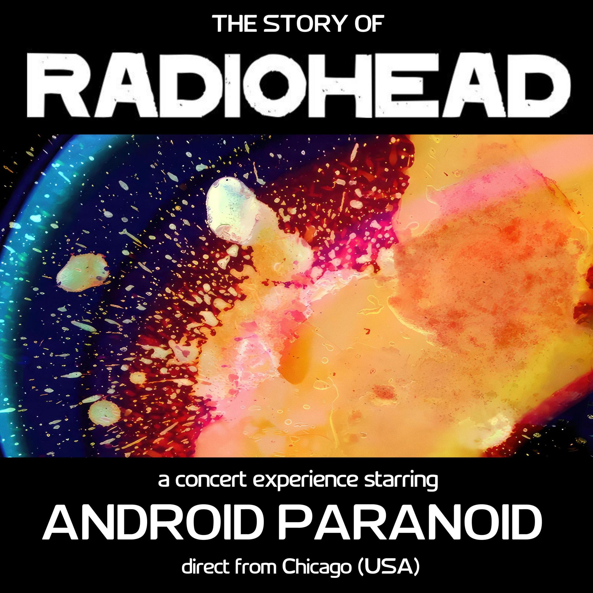 The Story of Radiohead, Promotiefoto van het concert The Story of Radiohead met tekst en kleurrijke onherkenbare afbeelding
