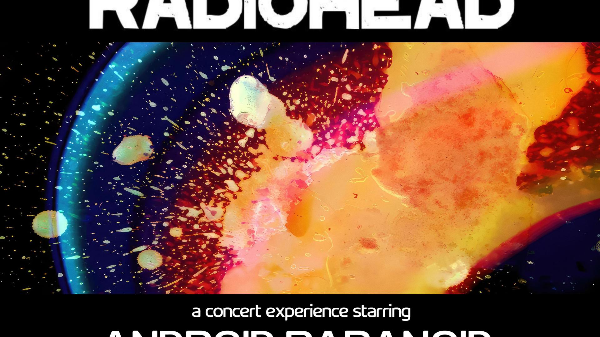 The Story of Radiohead, Promotiefoto van het concert The Story of Radiohead met tekst en kleurrijke onherkenbare afbeelding