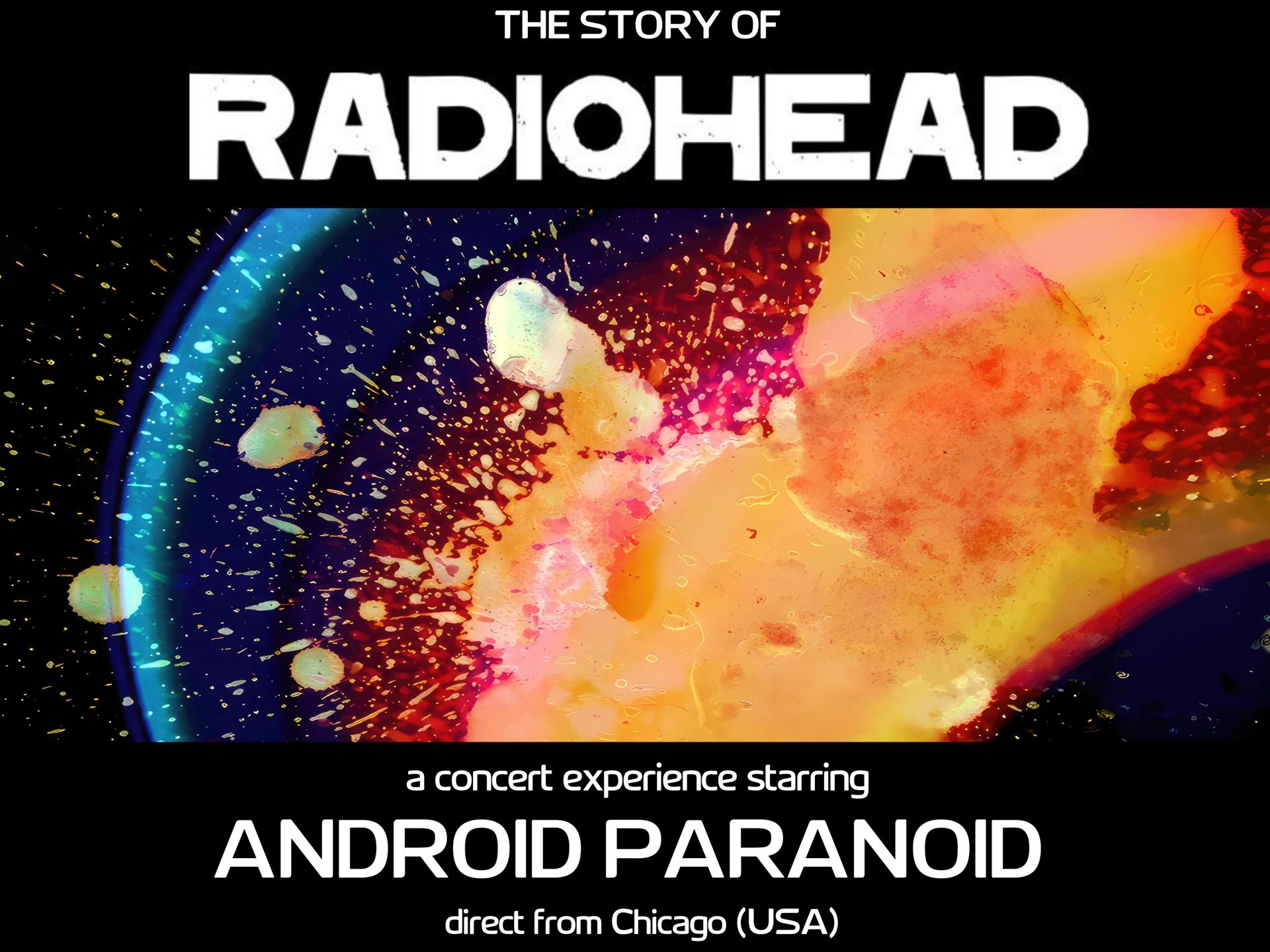 The Story of Radiohead, Promotiefoto van het concert The Story of Radiohead met tekst en kleurrijke onherkenbare afbeelding