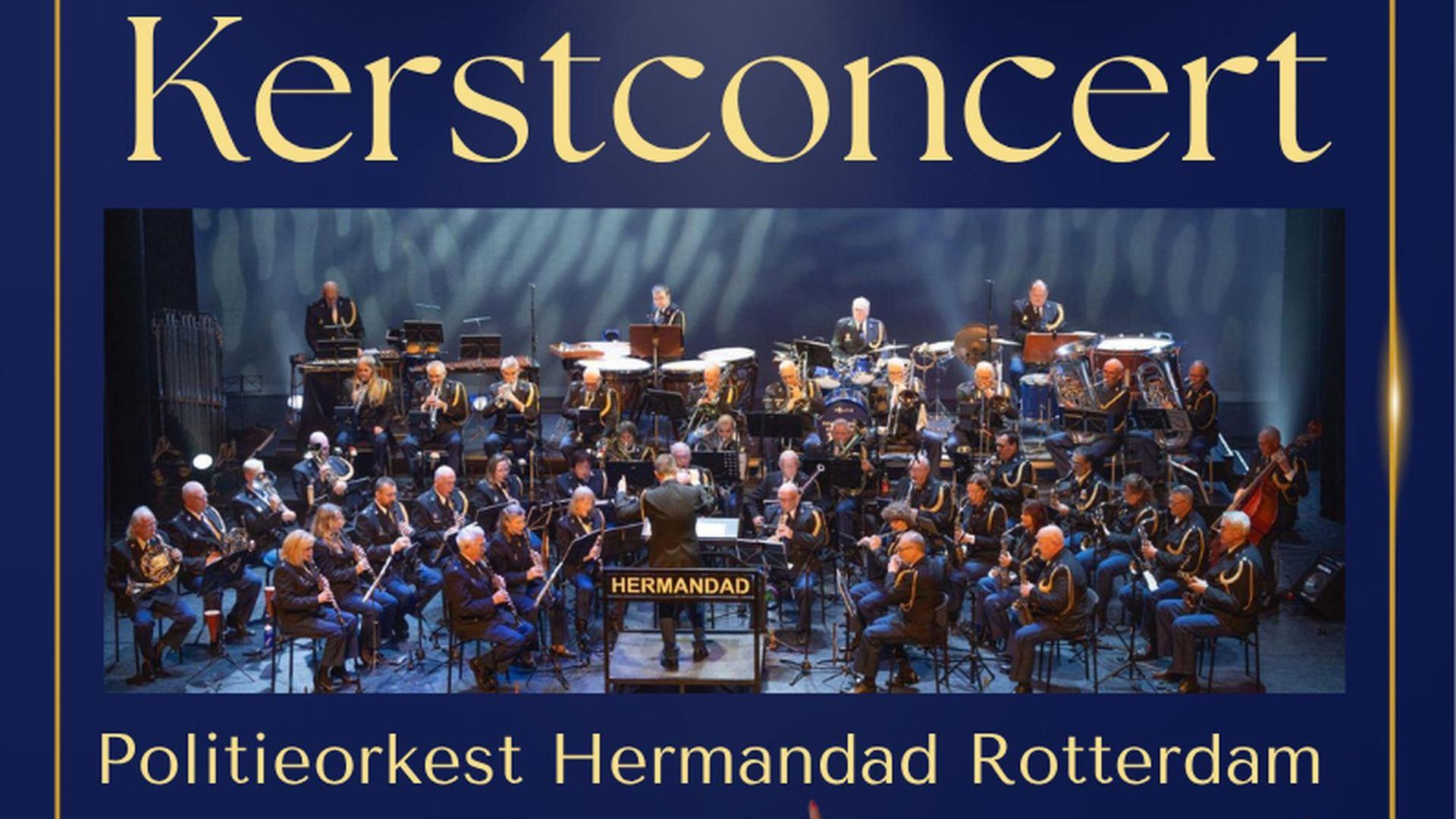 Kerstconcert Politieorkest Hermandad & Shirma Rouse, Promotiefoto van Kerstconcert Politieorkest Hermandad en Shirma Rouse