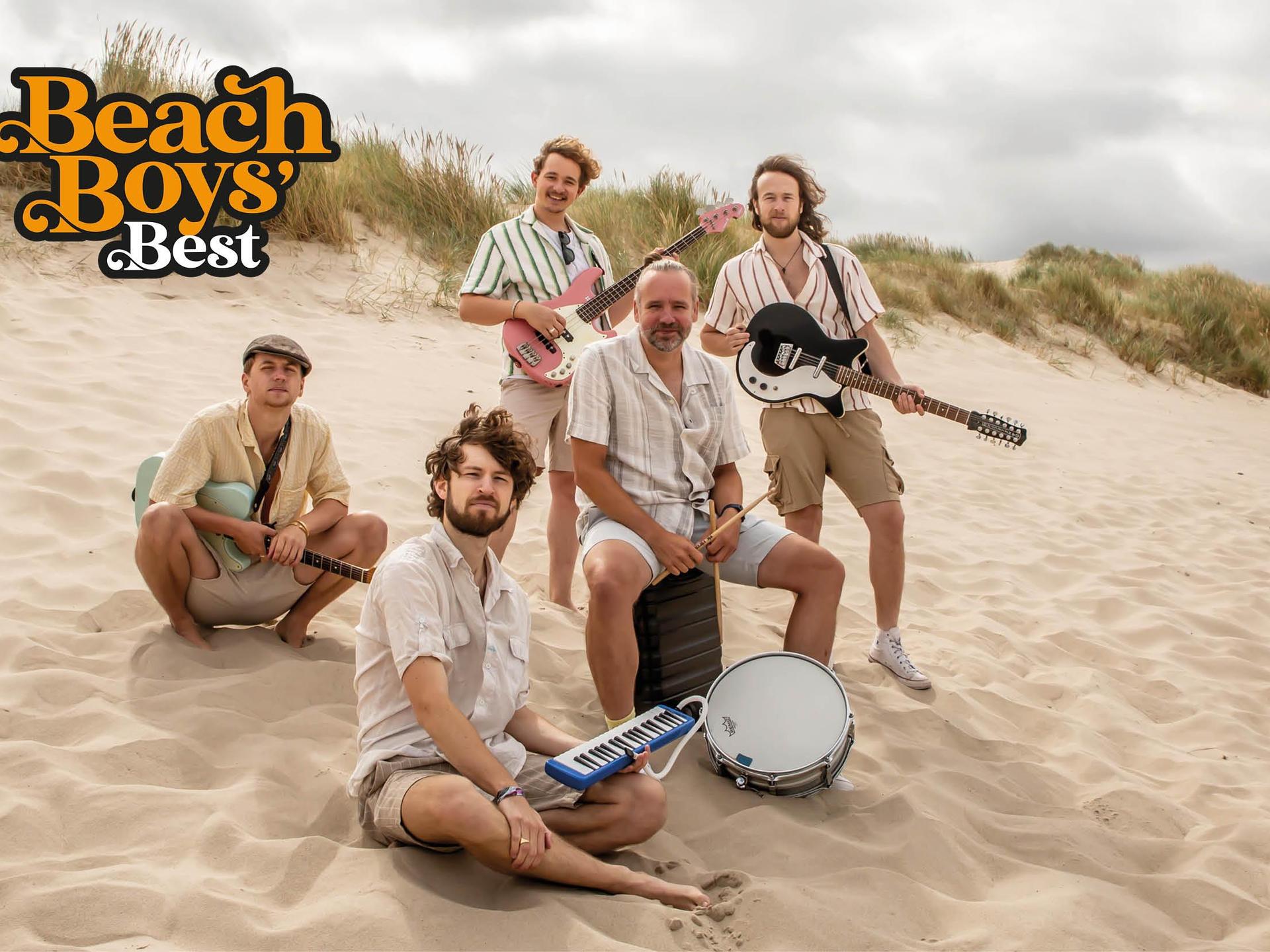 Legendary Albums Live presenteert, Promotiefoto van Legendary Albums Live - Beach Boys' Best met de band op het strand