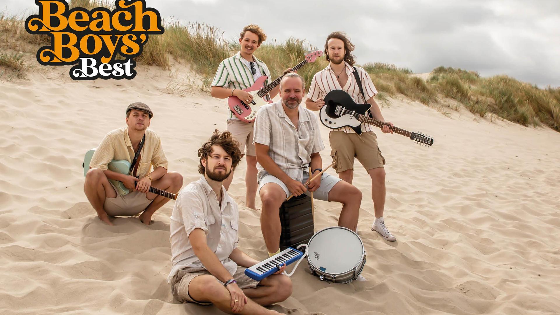 Legendary Albums Live presenteert, Promotiefoto van Legendary Albums Live - Beach Boys' Best met de band op het strand