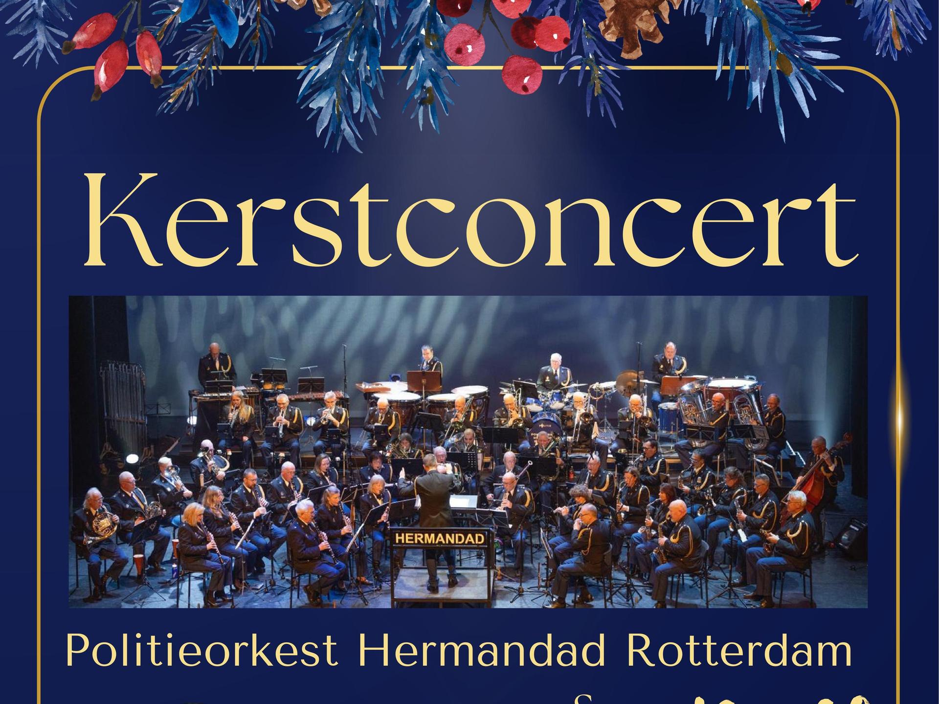 Kerstconcert Politieorkest Hermandad & Shirma Rouse, Poster bij Kerstconcert Hermandad met Shirma Rouse