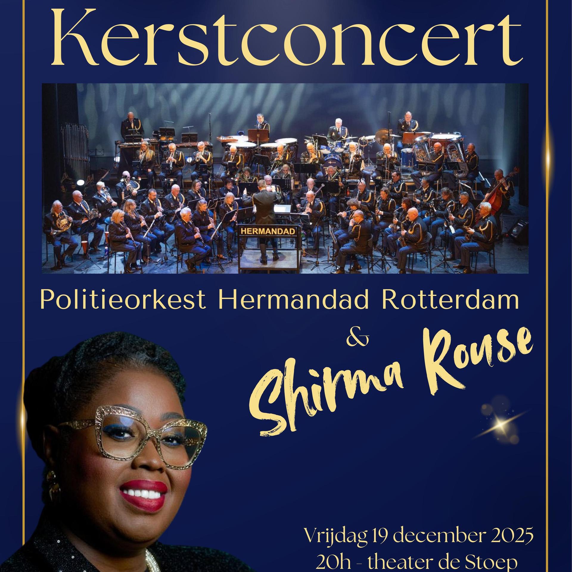 Kerstconcert Politieorkest Hermandad & Shirma Rouse, Poster bij Kerstconcert Hermandad met Shirma Rouse