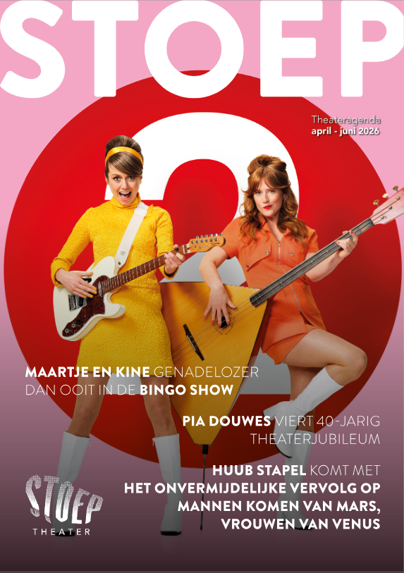 Cover kwartaalbrochure Theater de Stoep april t/m mei 2026
