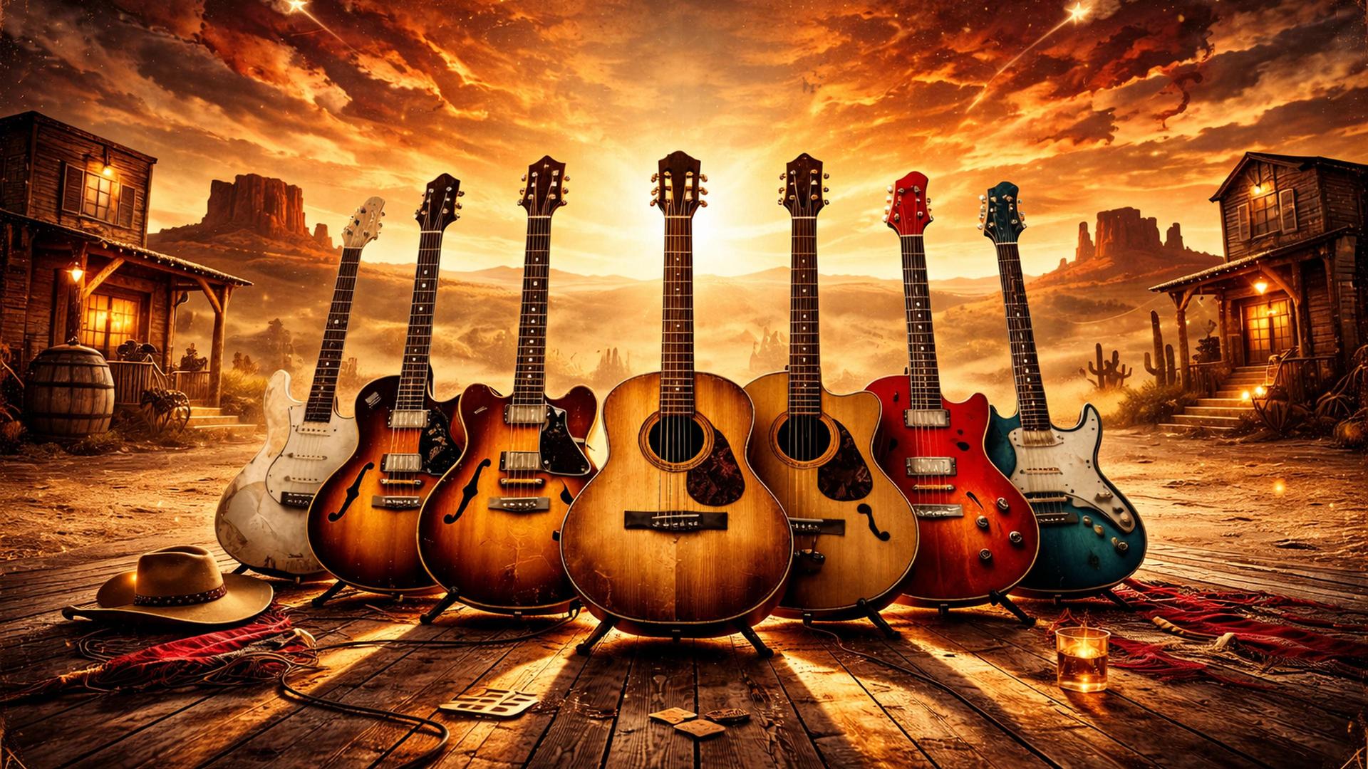 Five Great Guitars - Eric Vaarzon Morel - Mart Hillen, Promotiefoto Five Great Guitars - The Magnificent Seven
