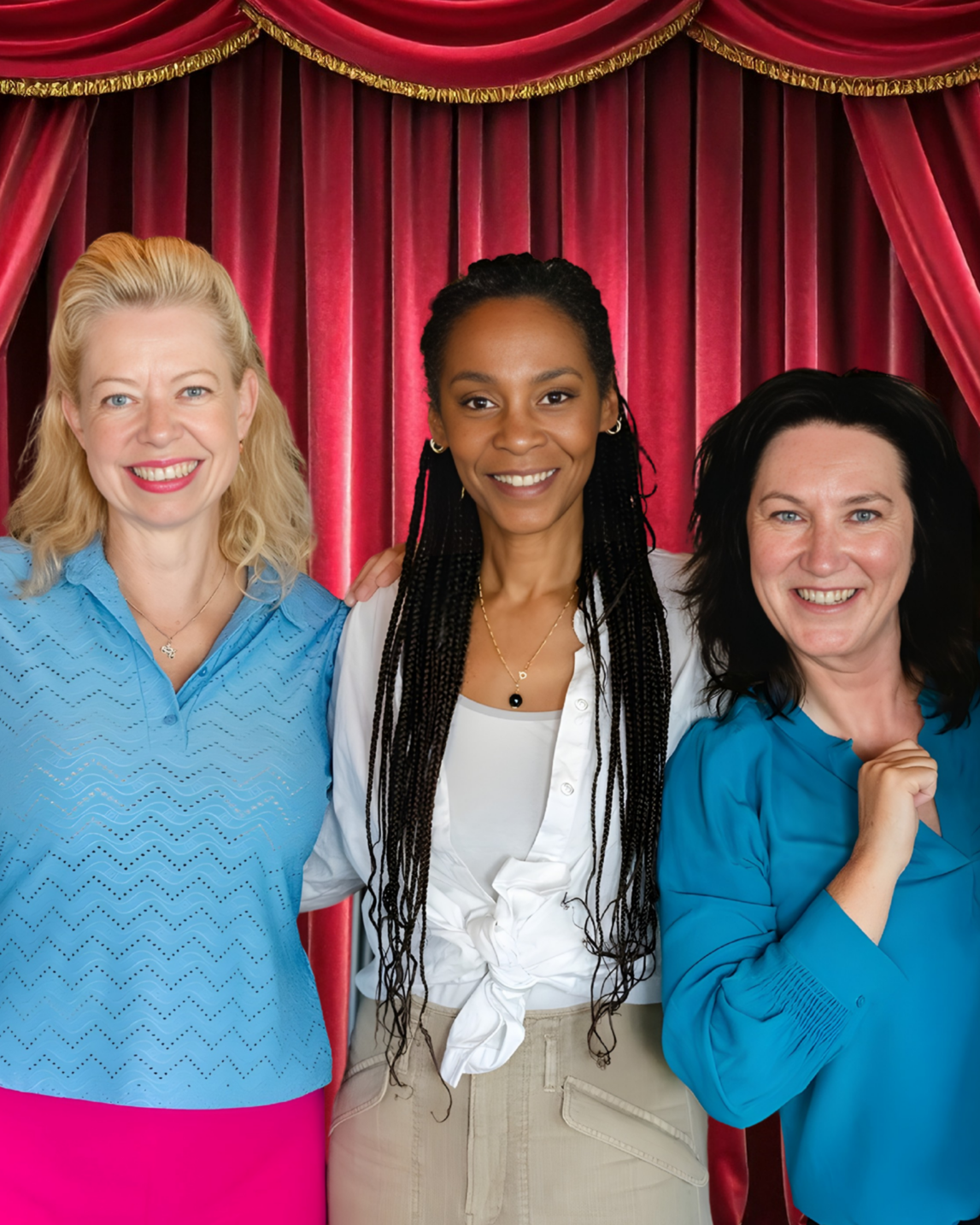 Afbeelding cast Familiegeheimen met Jennifer Evenhuis & Renate Reijnders en Lucretia van der Vloot