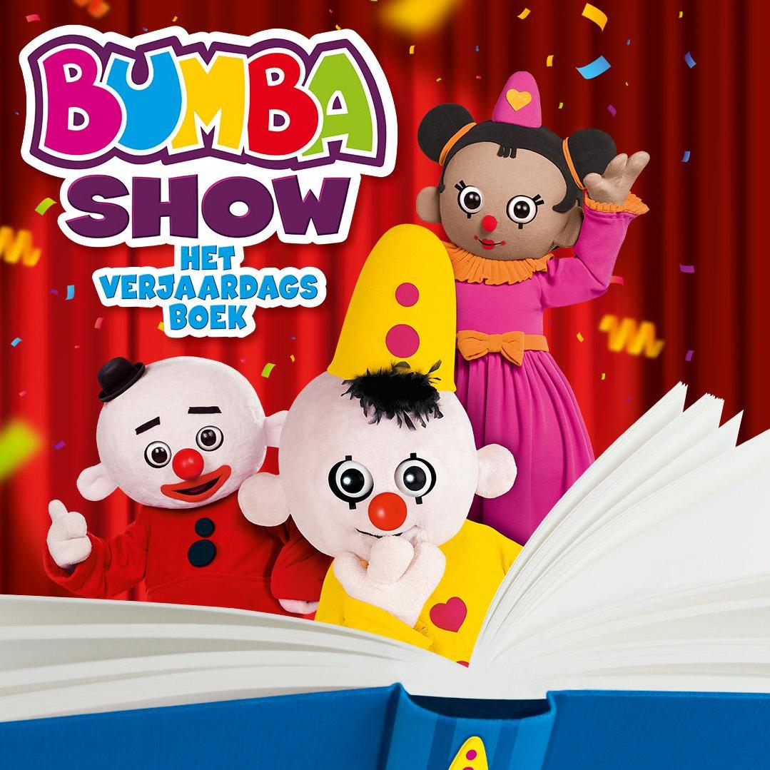 Bumba show, Afbeelding met Bumba en clown en vriendinnetje voor het verjaardagsboek