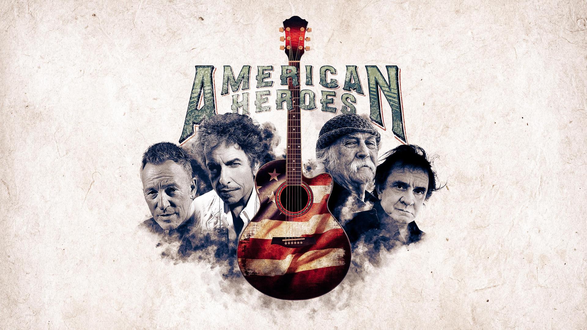 American Heroes, Promotiefoto: logo American Heroes met de 4 gitaristen rondom een gitaar